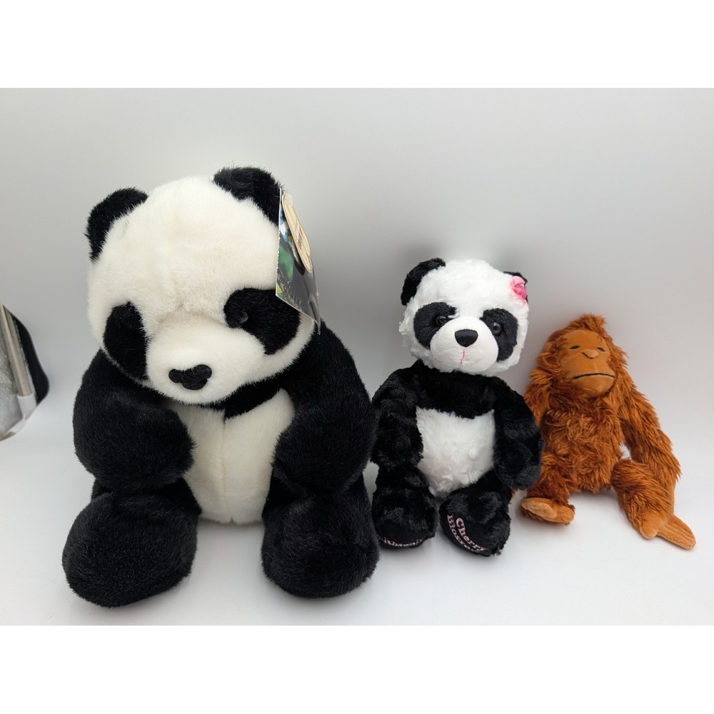 Smithsonian Aurora Soundprints Zoo Panda Orangutan Plush Lot of 3